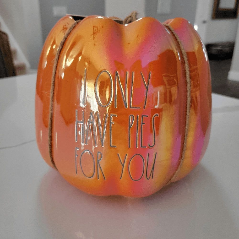 Rae Dunn Iridescent Orange Pumpkin Halloween planter Pot NEW Fall